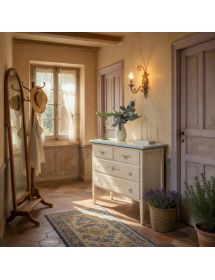 COMO 4 CASSETTI BIANCO FILO AZZURRO IN LEGNO 110x51x90 (1322)
