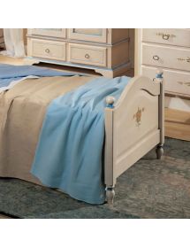 LETTO SAGOMATO SINGOLO BIANCO FILO AZZURRO IN LEGNO 99x212x112 (1324)