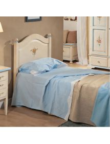 LETTO SAGOMATO SINGOLO BIANCO FILO AZZURRO IN LEGNO 99x212x112 (1324)