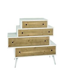 CASSETTIERA 4 CASSETTI IN LEGNO ABETE SPAZZOLATO BICOLORE 110X45X95 (878)
