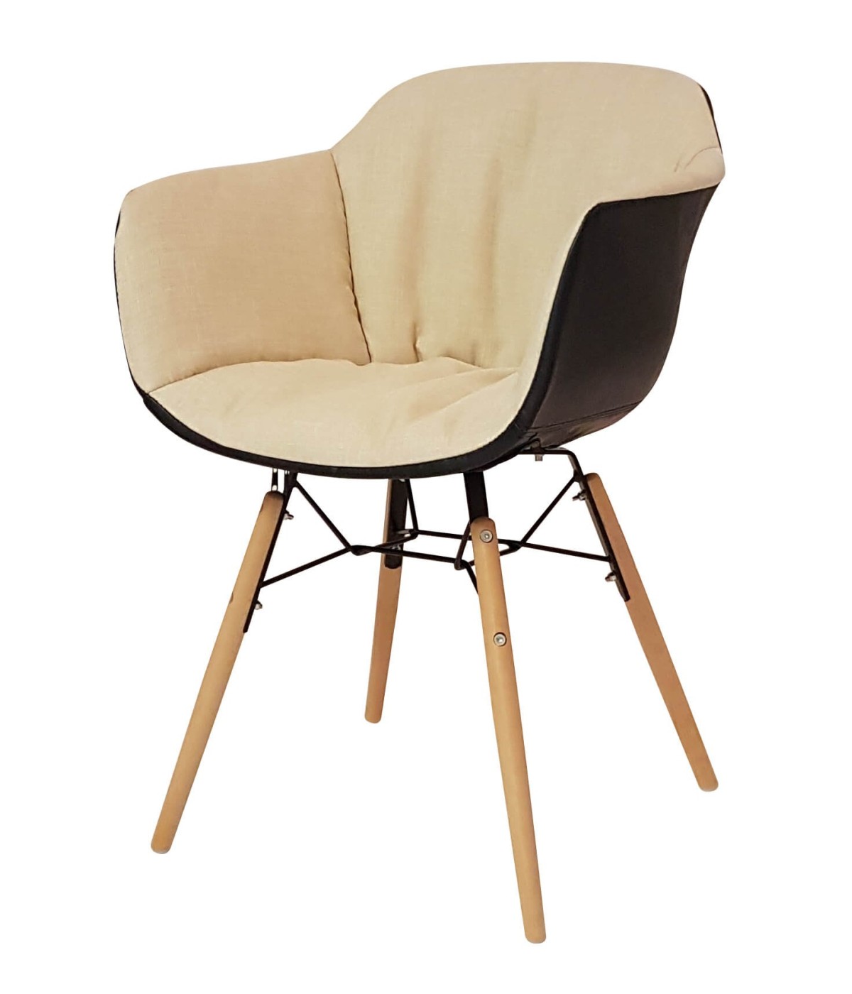 MOBILI 2G - SET 4 SEDIE TESSUTO GRIGIO ESTERNO ECOPELLE NERO