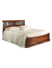 MOBILI 2G - LETTO MATRIMONIALE IN LEGNO ARTE POVERA TINTA NOCE 176X210X110