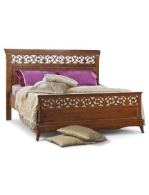 MOBILI 2G - Letto matrimoniale classico traforato legno noce bassano 180X216X120 vista frontale