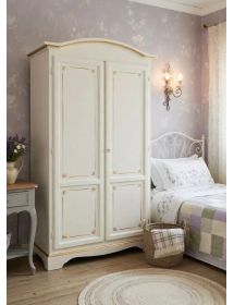 Armadio 2 ante legno shabby avorio anticato decorato filo arancione...