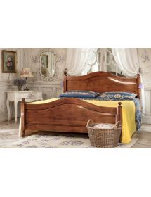 MOBILI 2G - Letto matrimoniale classico in legno tinta noce 175 H 112 P 212 vista frontale