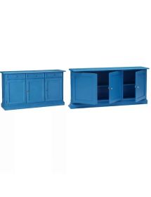 Madia Credenza arte povera Legno 3 Porte azzurro 156x42x85