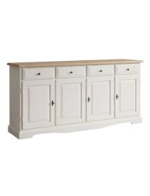 Madia credenza shabby 4 porte legno bianco e naturale 205x42x85