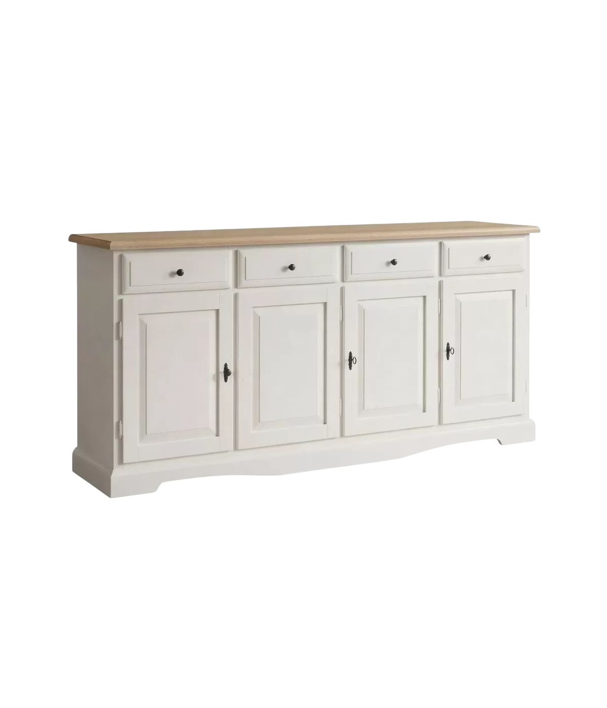 Madia credenza shabby 4 porte legno bianco e naturale 205x42x85