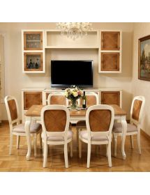 PARETE ATTREZZATA IN LEGNO AVORIO/NOCE GRANO 260X65