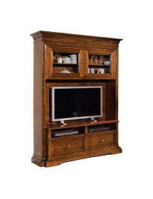 PARETE ATTREZZATA IN LEGNO TINTA NOCE L.168 P.57 H. 235