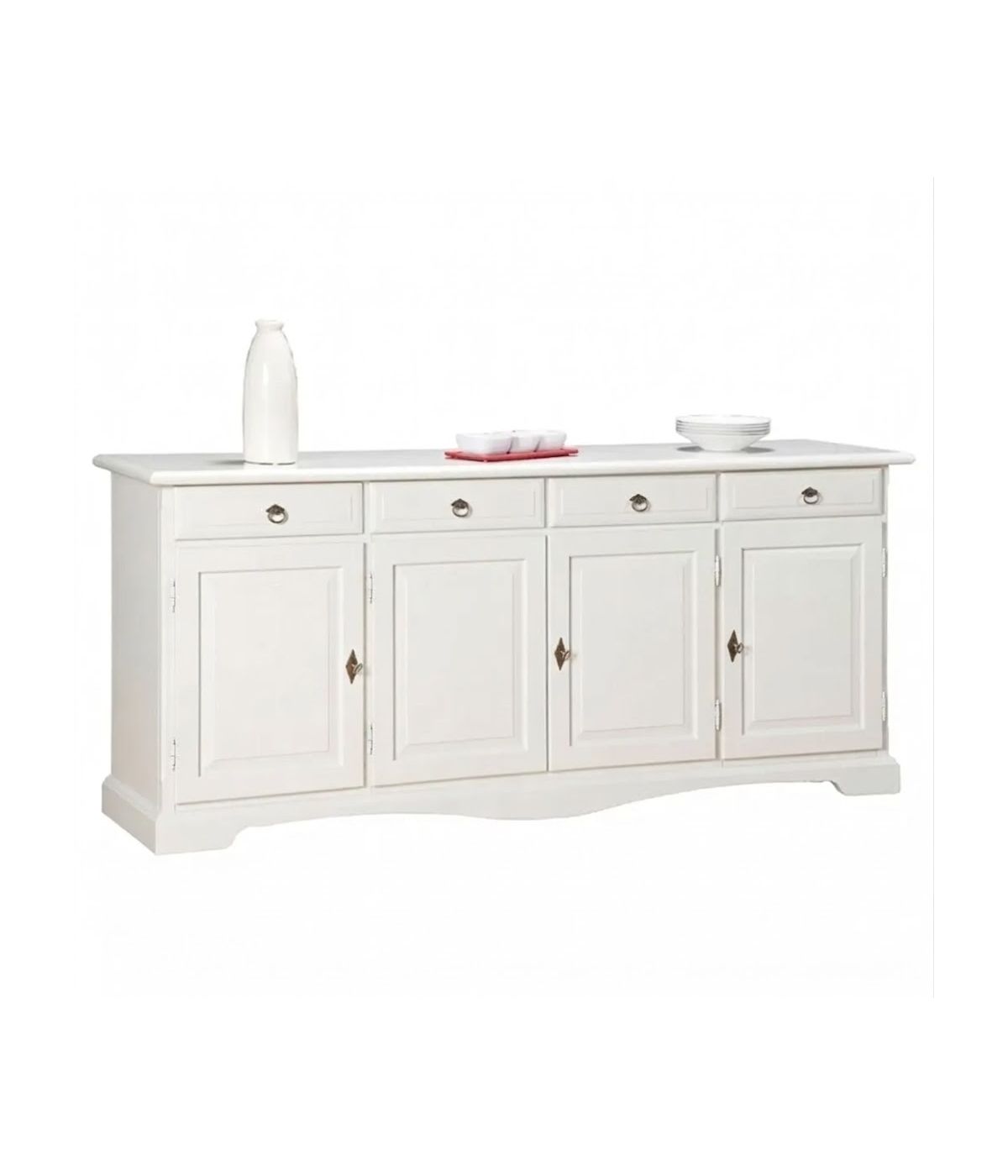 Madia credenza shabby 4 porte legno bianco 205x42x85