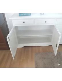 Madia credenza shabby 4 porte legno bianco 205x42x85