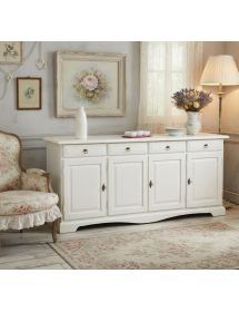 Madia credenza shabby 4 porte legno bianco 205x42x85