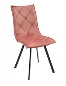 MOBILI 2G - SET 4 SEDIE IN VELLUTO TRAPUNTATO ROSA  CON GAMBE NERE