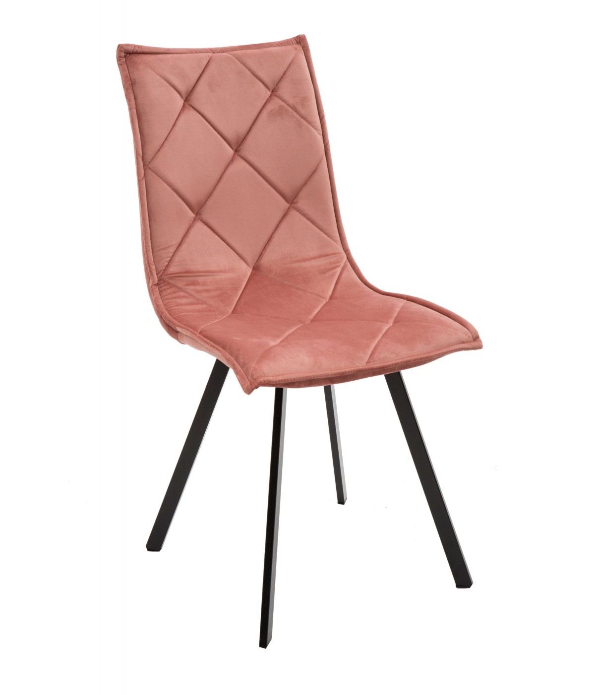 MOBILI 2G - SET 4 SEDIE IN VELLUTO TRAPUNTATO ROSA  CON GAMBE NERE