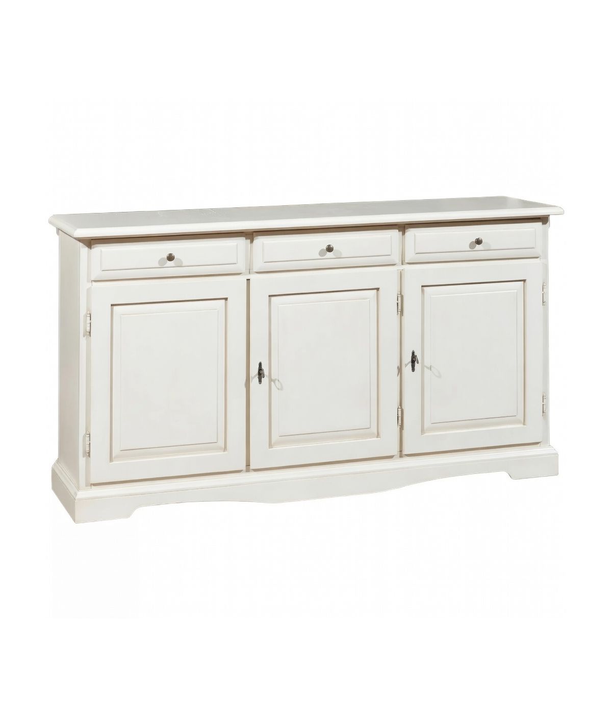 Madia credenza shabby 3 porte legno bianco 156x42x85