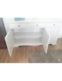 Madia credenza shabby 3 porte legno bianco 156x42x85