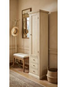 LIBRERIA COLONNA 1 PORTA LEGNO AVORIO PATINATO 45X41X187