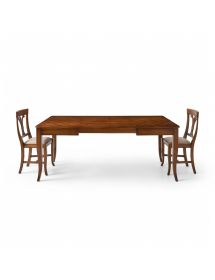 Set tavolo classico allungabile Legno noce spinapesce 120x80x78 con 4 sedie imbottite