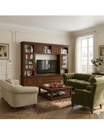 Parete attrezzata porta tv in legno tinta noce 243x50x227