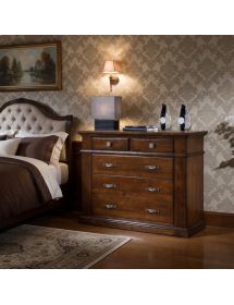 CASSETTIERA CLASSICA IN LEGNO 5 CASSETTI TINTA NOCE L.128 x P.54 H....
