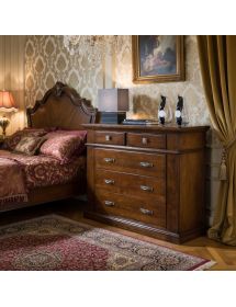 CASSETTIERA CLASSICA IN LEGNO 5 CASSETTI TINTA NOCE L.128 x P.54 H....