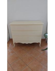 Cassettiera 3 cassetti arte povera legno avorio 107x52X89