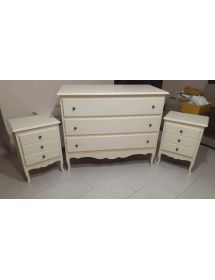 Cassettiera 3 cassetti arte povera legno avorio 107x52X89