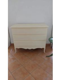 Gruppo 1 Cassettiera 2 Comodini legno shabby avorio