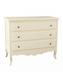 Gruppo 1 Cassettiera 2 Comodini legno shabby avorio