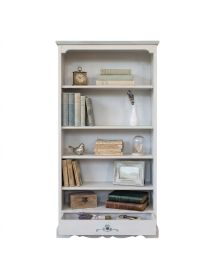 Libreria shabby legno bianco anticato decoro cuore 94x36x189H