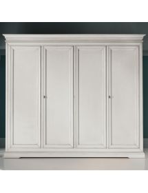 ARMADIO IN LEGNO CLASSICO 4 ANTE SHABBY BIANCO 300X68X255