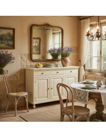 Madia credenza 3 ante legno shabby chic avorio150X43X98