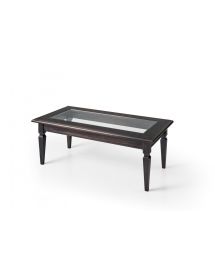 Tavolino shabby piano vetro legno nero anticato 120x47x60