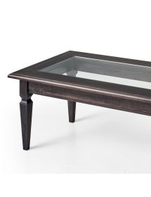 Tavolino shabby piano vetro legno nero anticato 120x47x60