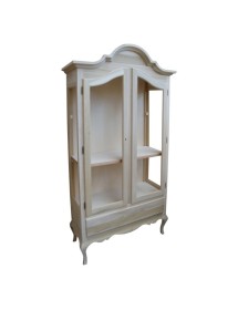 VETRINA CAPPELLO GENDARME LEGNO 2 PORTE SHABBY BIANCO OPACO 104x45x196