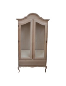 VETRINA CAPPELLO GENDARME LEGNO 2 PORTE SHABBY BIANCO OPACO 104x45x196