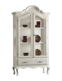VETRINA CAPPELLO GENDARME LEGNO 2 PORTE SHABBY BIANCO OPACO 104x45x196