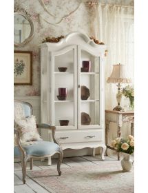 VETRINA CAPPELLO GENDARME LEGNO 2 PORTE SHABBY BIANCO OPACO 104x45x196