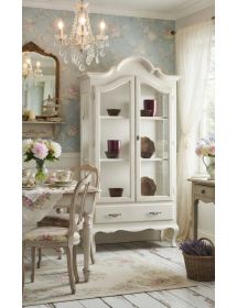 VETRINA CAPPELLO GENDARME LEGNO 2 PORTE SHABBY BIANCO OPACO 104x45x196