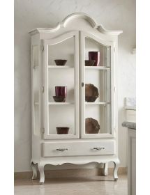 VETRINA CAPPELLO GENDARME LEGNO 2 PORTE SHABBY BIANCO OPACO 104x45x196