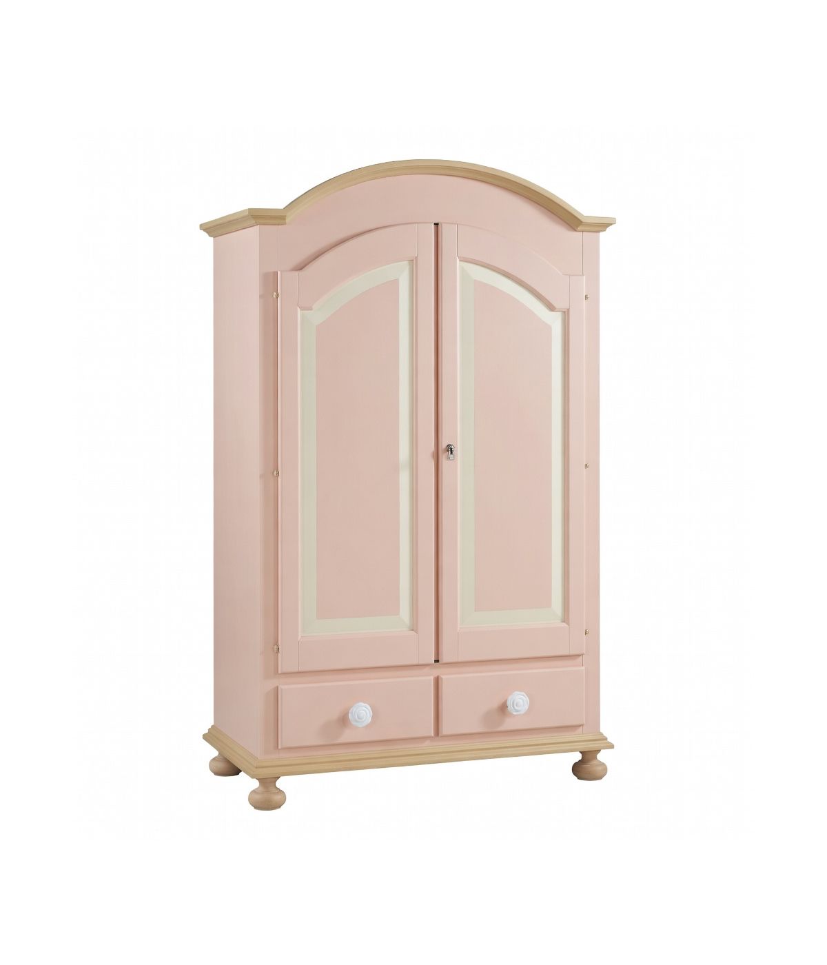 Armadio 2 porte in legno rosa e miele shabby 125x60x200 (2200)
