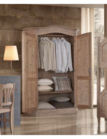 ARMADIO CORTINA CAPPELLO SAGOMATO 2 ANTE LEGNO ABETE 131X63X214