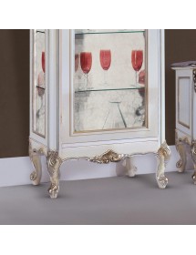 MOBILI 2G - Parete Attrezzata Classica Legno Shabby Bianco Argento SX vista frontale vetrina