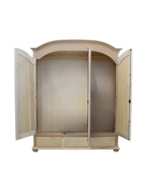 Armadio shabby 3 porte legno bianco anticato filo arancione 181x61x224