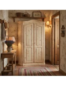 ARMADIO CORTINA CAPPELLO SAGOMATO 2 ANTE LEGNO ABETE 131X63X214