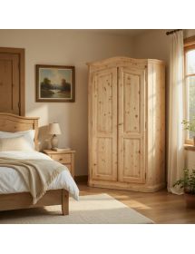 ARMADIO CORTINA CAPPELLO SAGOMATO 2 ANTE LEGNO ABETE 131X63X214