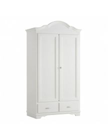 ARMADIO SHABBY 2 ANTE 2 CASSETTI IN LEGNO MASSELLO GRIGIO L.118 P.65 H.218