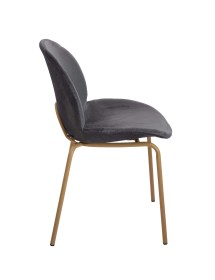 MOBILI 2G - SET 2 SEDIE IN VELLUTO BLU CON GAMBE IN METALLO SABBIA