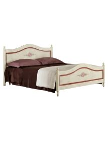 Letto sagomato matrimoniale shabby bianco anticato filo arancione